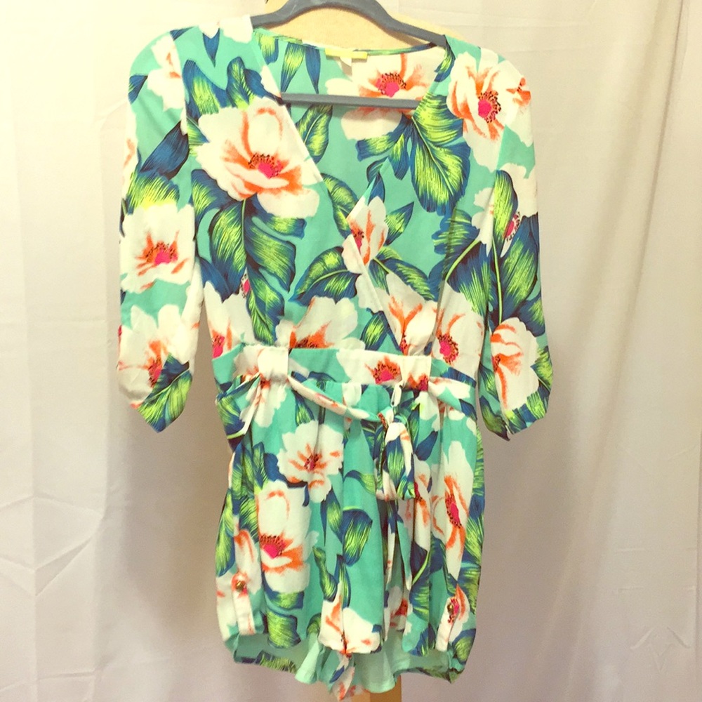 Gianni Bini Green/Blue Floral Romper